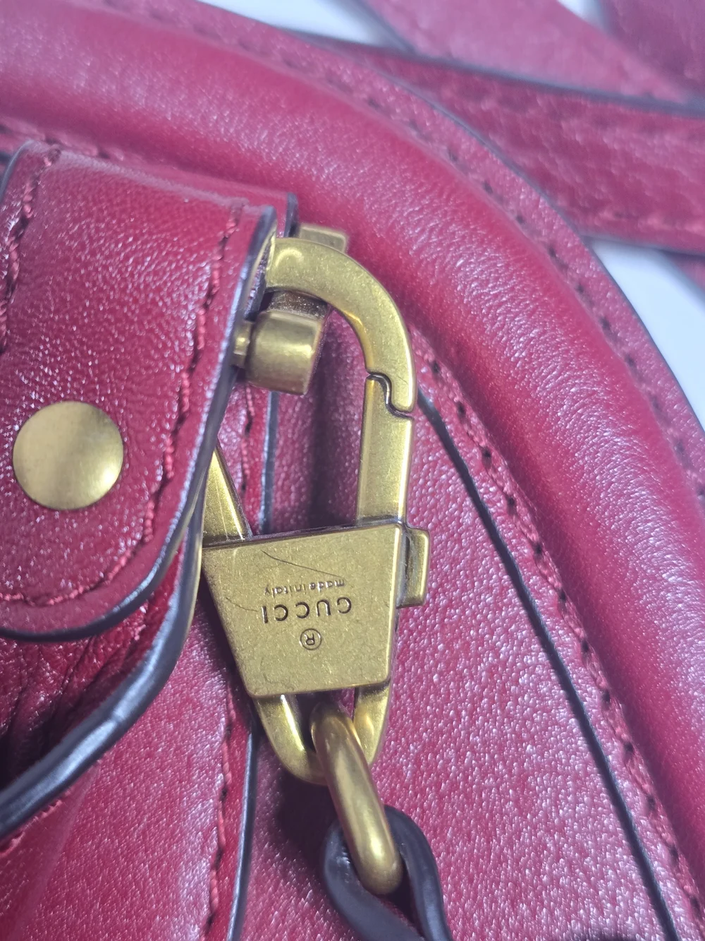 Gucci Re(Belle) Medium Wine Leather Top-Handle Satchel with Gold GG